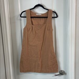 Abercrombie & Fitch Brown Linen-Blend Wide Strap Mini Dress